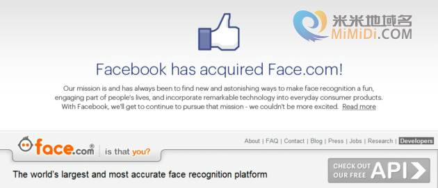 Face.Com嫁入Facebook豪门
